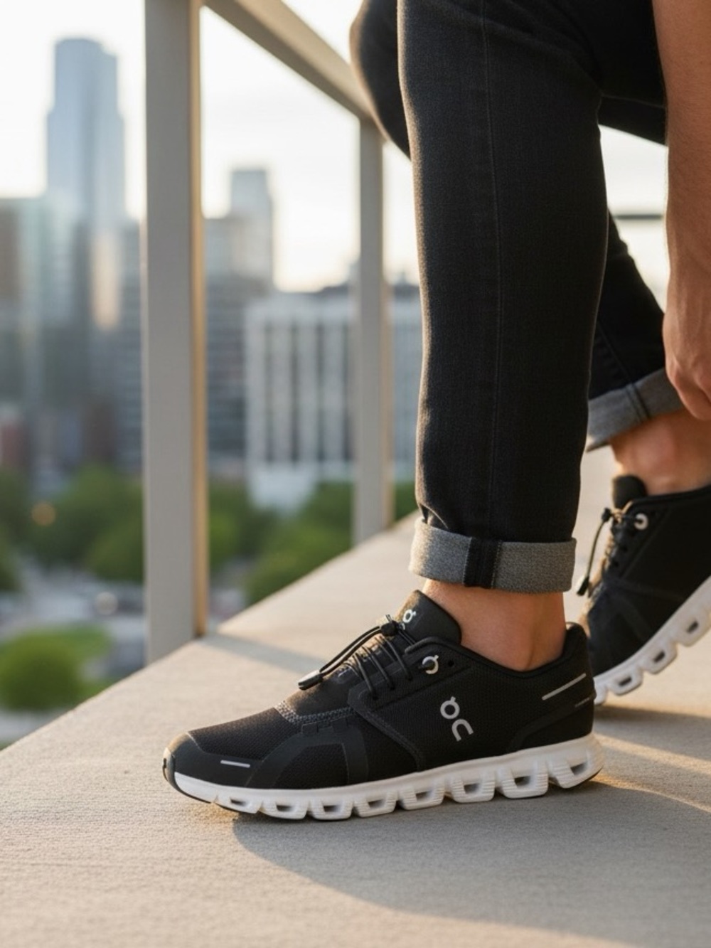 On Cloudflow Black Athletic Running Shoes